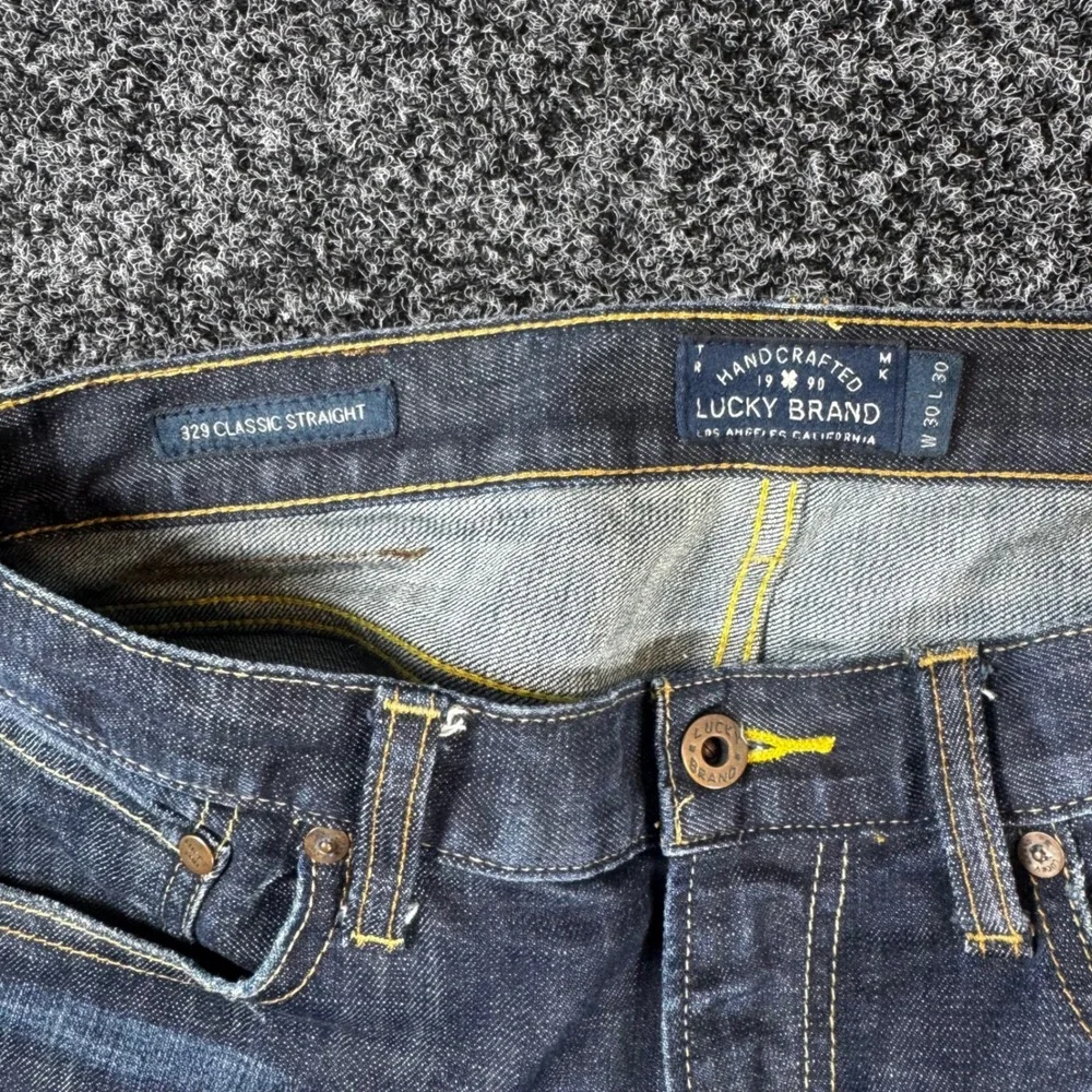 Lucky Brand 329 Classic Straight Jeans Mens 30x30 Dark Wash Stretch Denim Blue